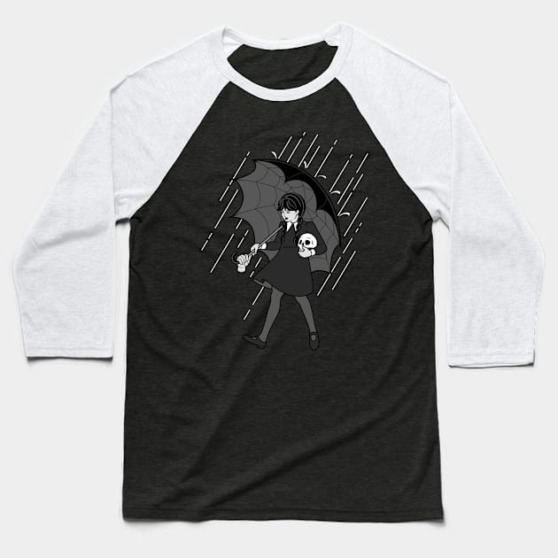 Salty Goth Girl Baseball T-Shirt by harebrained